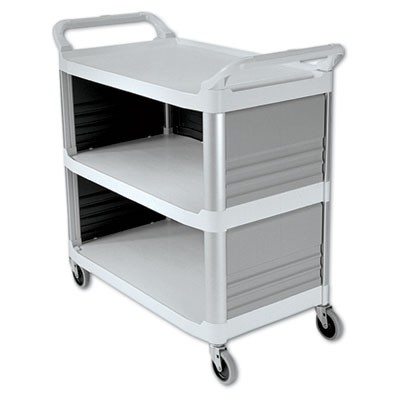 Rubbermaid Commercial Off-White 3-Shelf Open Sided Utility Cart