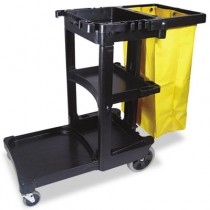 Rubbermaid 6173-88 Janitor Cart 3-Shelf - Black